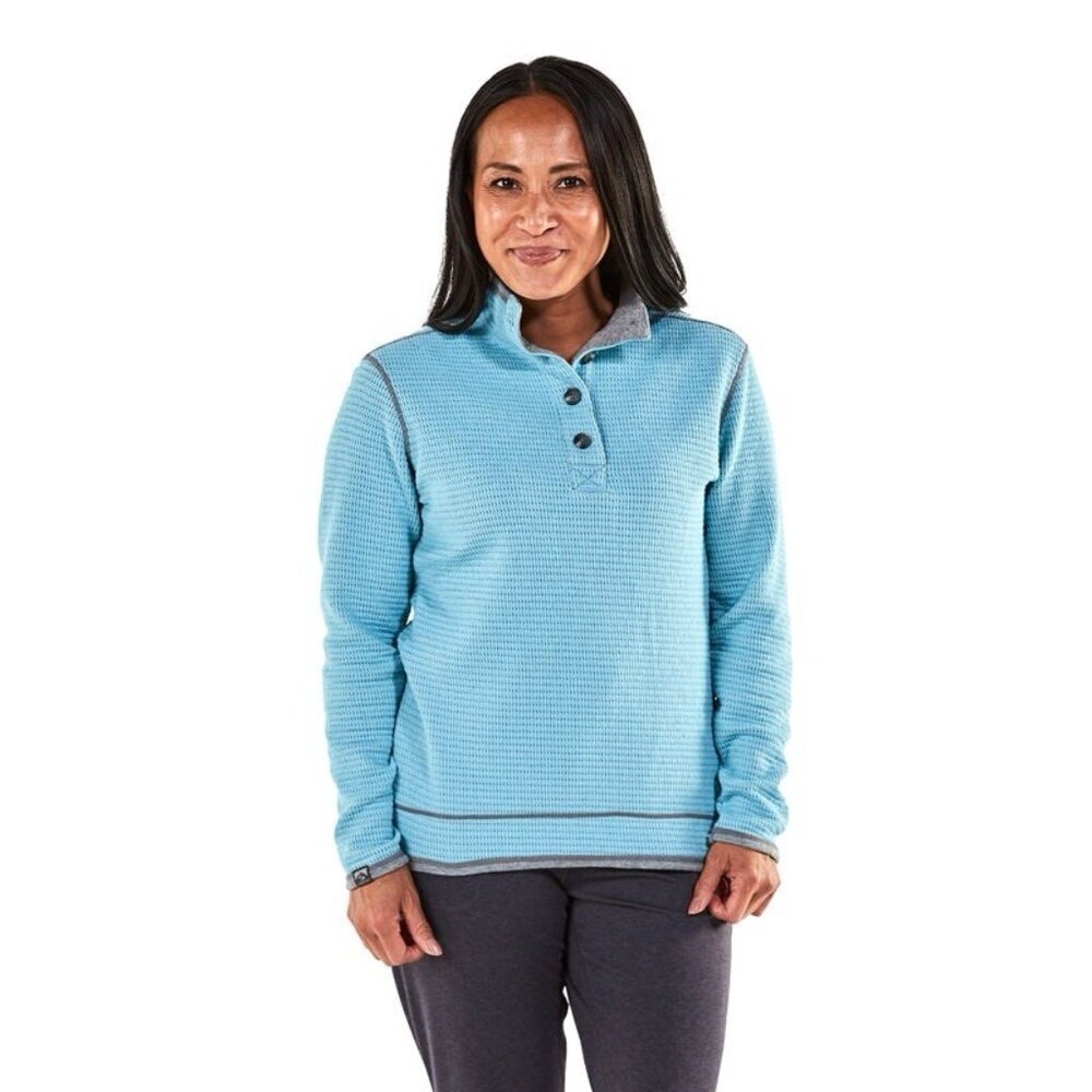 Storm Creek Women’s Maverick Button up Arctic Blue Sz M Waffle Knit